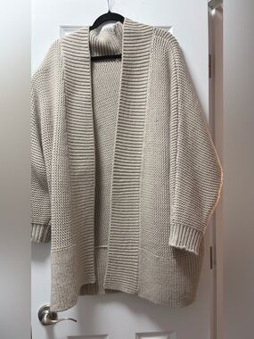 Women's Open-Front Chunky Knit Cardigan in Cream